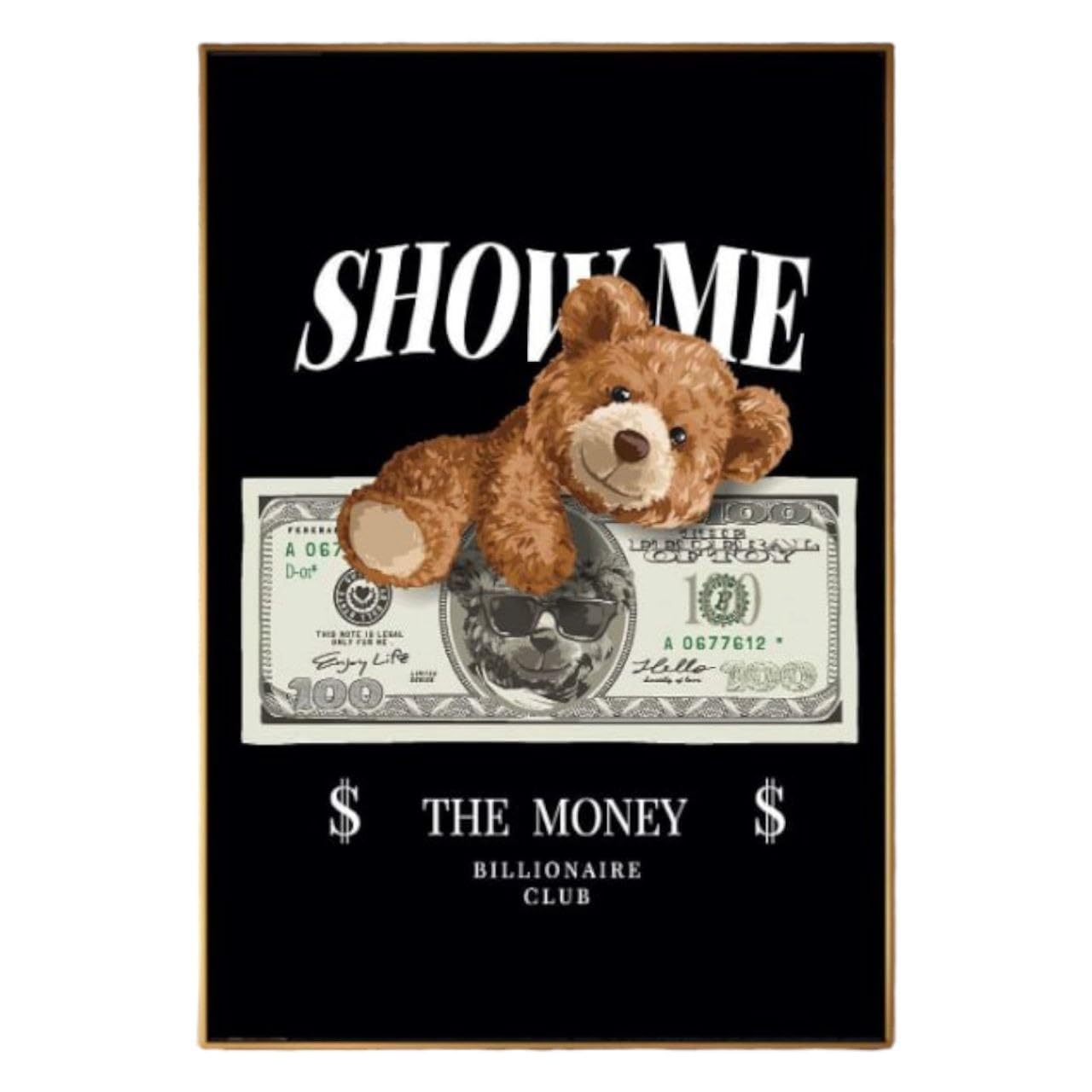 Wall Canvas, Modern Canva Decor " Show Me The Money ", Wall Decor Living Room, Canvas Board (60-39), Wall Art Picture Print (Black)