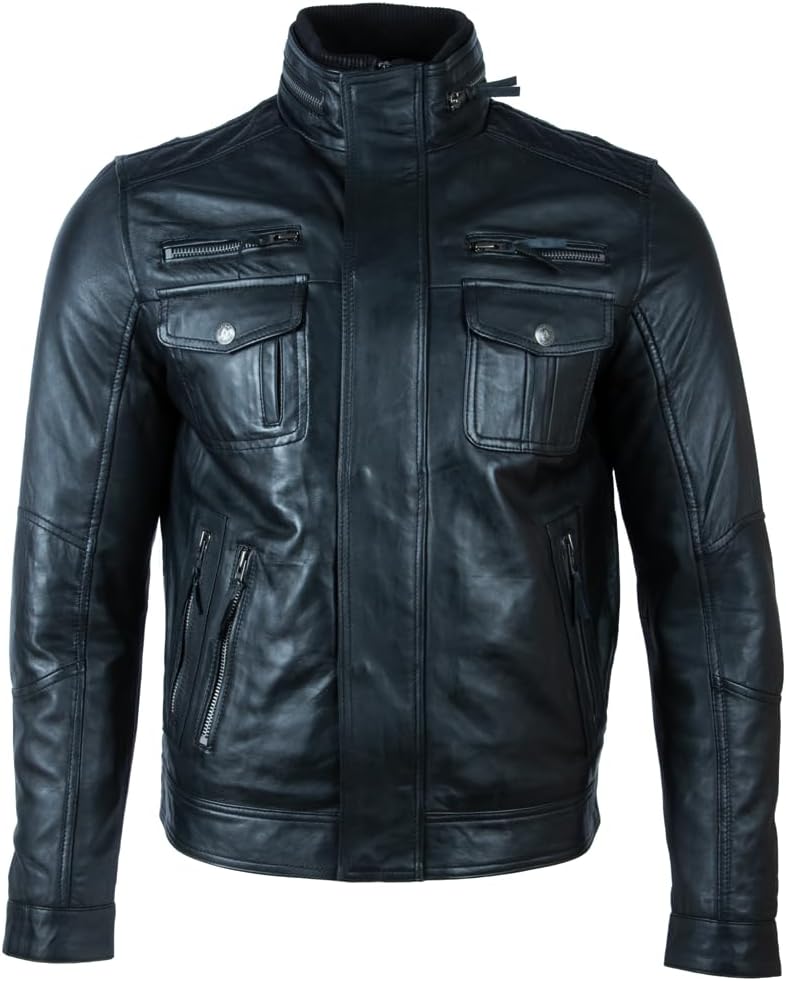 AviatrixMen’s Real Leather Special Vintage Distressed Fashion Jacket (S8T4)