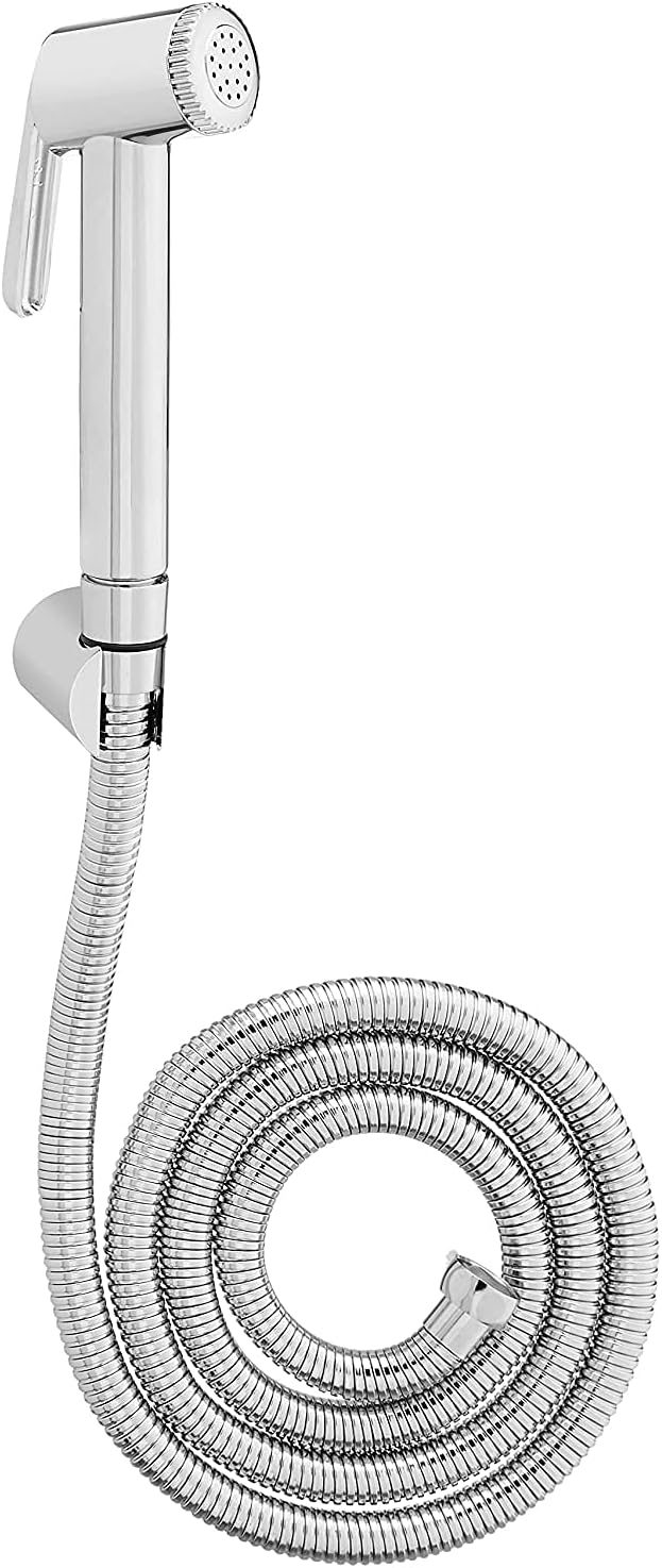 JHF2260 Health Faucet Set For Bathroom/Toilet With 1 Meter Flexible Stainless Steel Hose Tube, ABS Faucet Gun And Wall Hook (Chrome Finished)