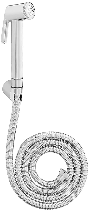 Jagger JHF2260 ABS Health Faucet with SS-304 Grade 1 Meter Flexible Hose Pipe and Wall Hook, White (Jet Spray for Toilet), Polished