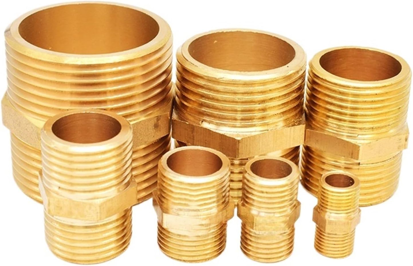 Brass Pipe Hex Nipple Fitting Quick Coupler Adapter 1/8 1/4 3/8 1/2 3/4 1 BSPT Male to Male Thread Water Oil Gas Connector(2-3fen)