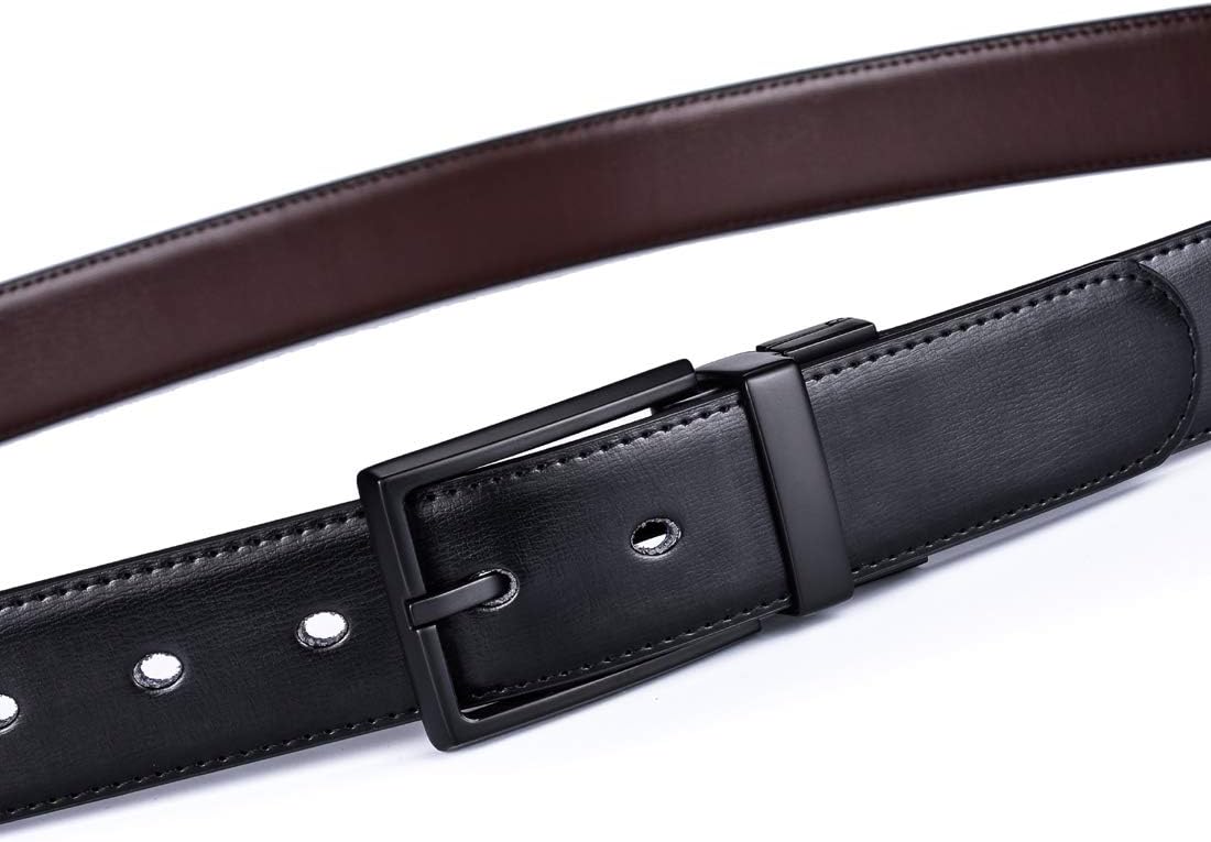 beltox fine Men's Dress Belt Leather Reversible 1.25" Wide Rotated Buckle Gift Box - Image 5