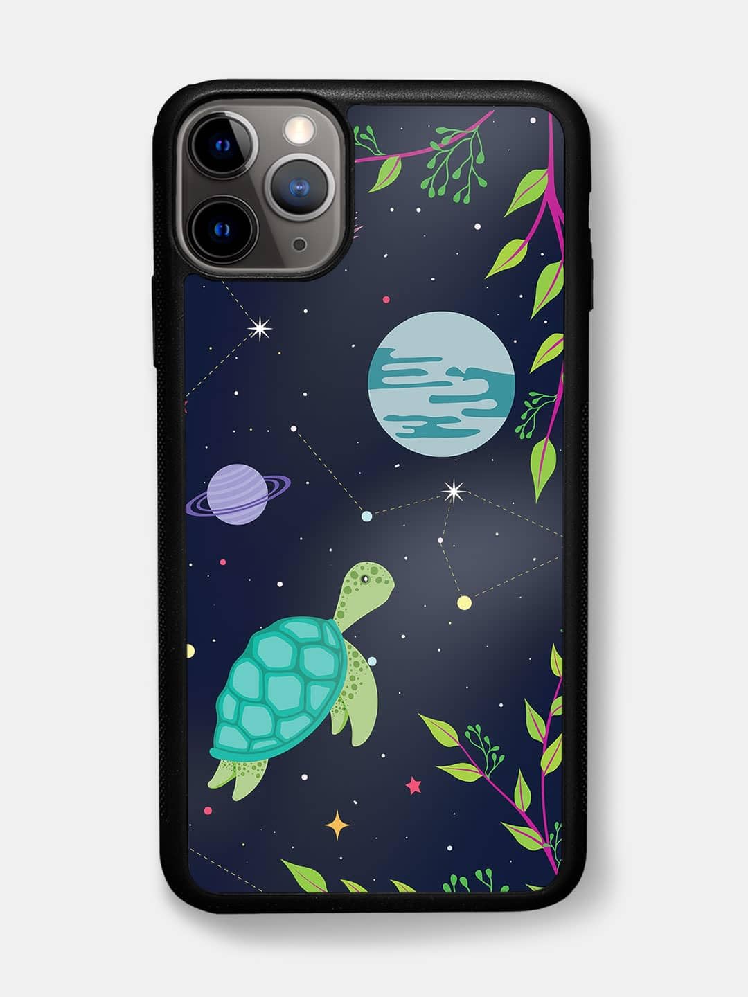 Macmerise Space Turtle Bumper Back Cover Case Compatible with iPhone 11 Pro | Shock-Absorbing Rubberized Sides, PC & Acrylic Hard Back, HD Print, All Sides Protection, Slim & Lightweight