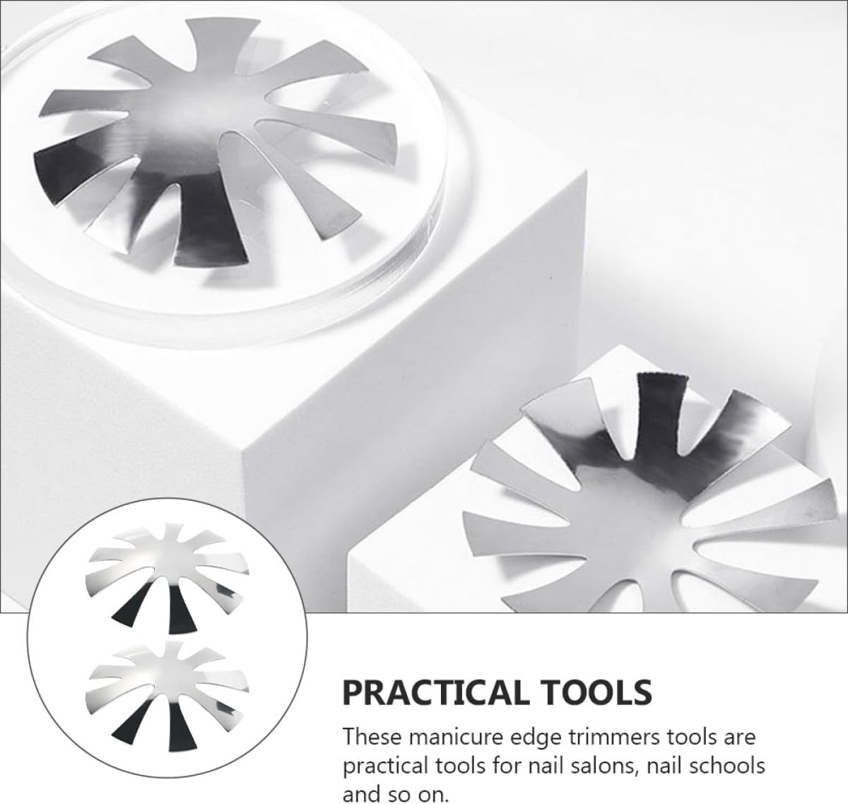 2pcs Nail Art Making Template Manicure Trimmer Tool Stainless Steel French Tip Modeling Stencil for DIY Nail Salon Use
