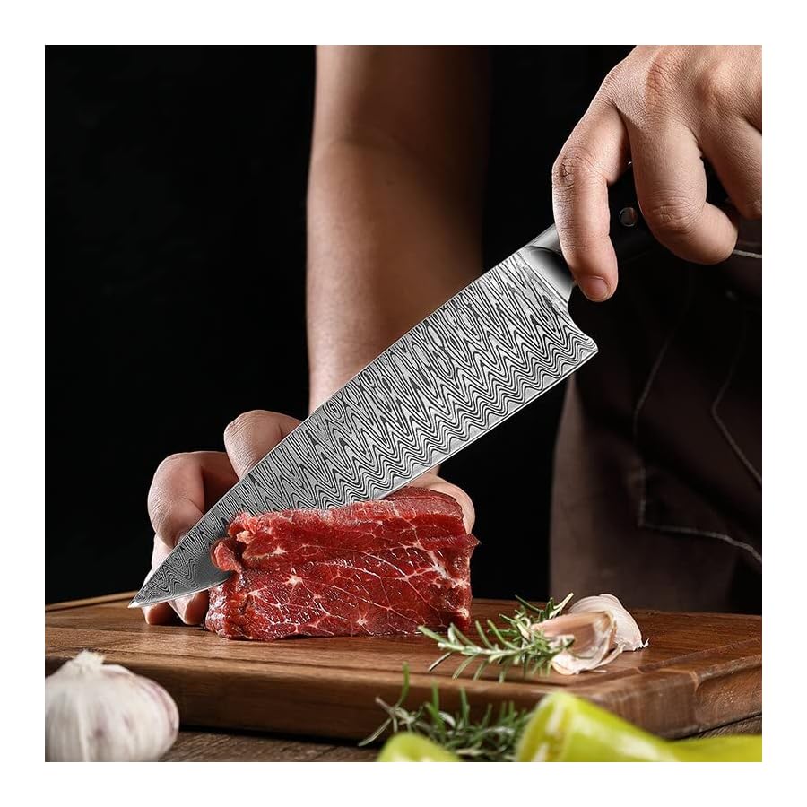 Knife-Set-8-PCS-Kitchen-Knives-Set-Laser-Damascus-Pattern-Chef-Knife-Sharp-Santoku-Cleaver-Slicing-Utility-Knives-Wooden-Handle-Kitchen-Knife-Set Knife Set, 8 PCS Kitchen Knives Set Laser Damascus Pattern Chef Knife Sharp Santoku Cleaver Slicing Utility Knives Wooden Handle Kitchen Knife Set