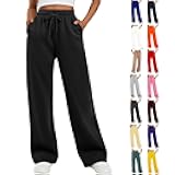 Women's Wide Leg Sweatpants Fleece Lined Baggy Sweat Pants Lounge Fashion Clothing Athletic Joggers with Pockets