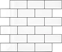 Vista 8 de VEELIKE 12 hojas de azulejos blancos para salpicaduras de cocina, azulejos blancos de metro con lechada plateada de 12 x 12 pulgadas, extraíble