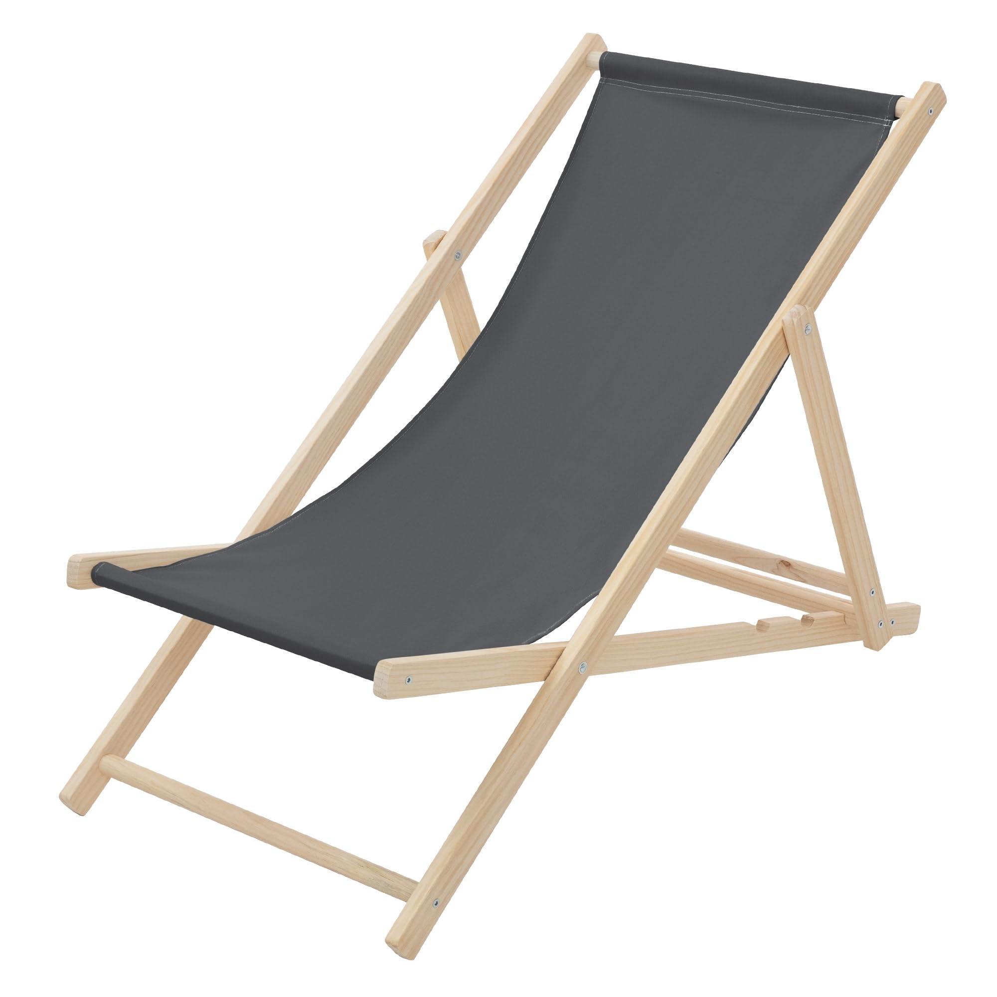 ECD Germany Liegestuhl klappbar aus Holz - 3 Liegepositionen, Anthrazit