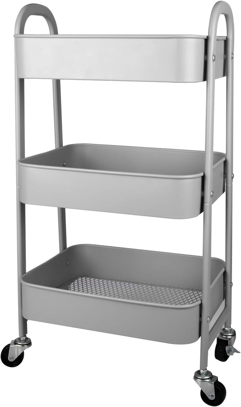 Heavy Duty 3Tier Metal Utility Rolling CartMetal Storage