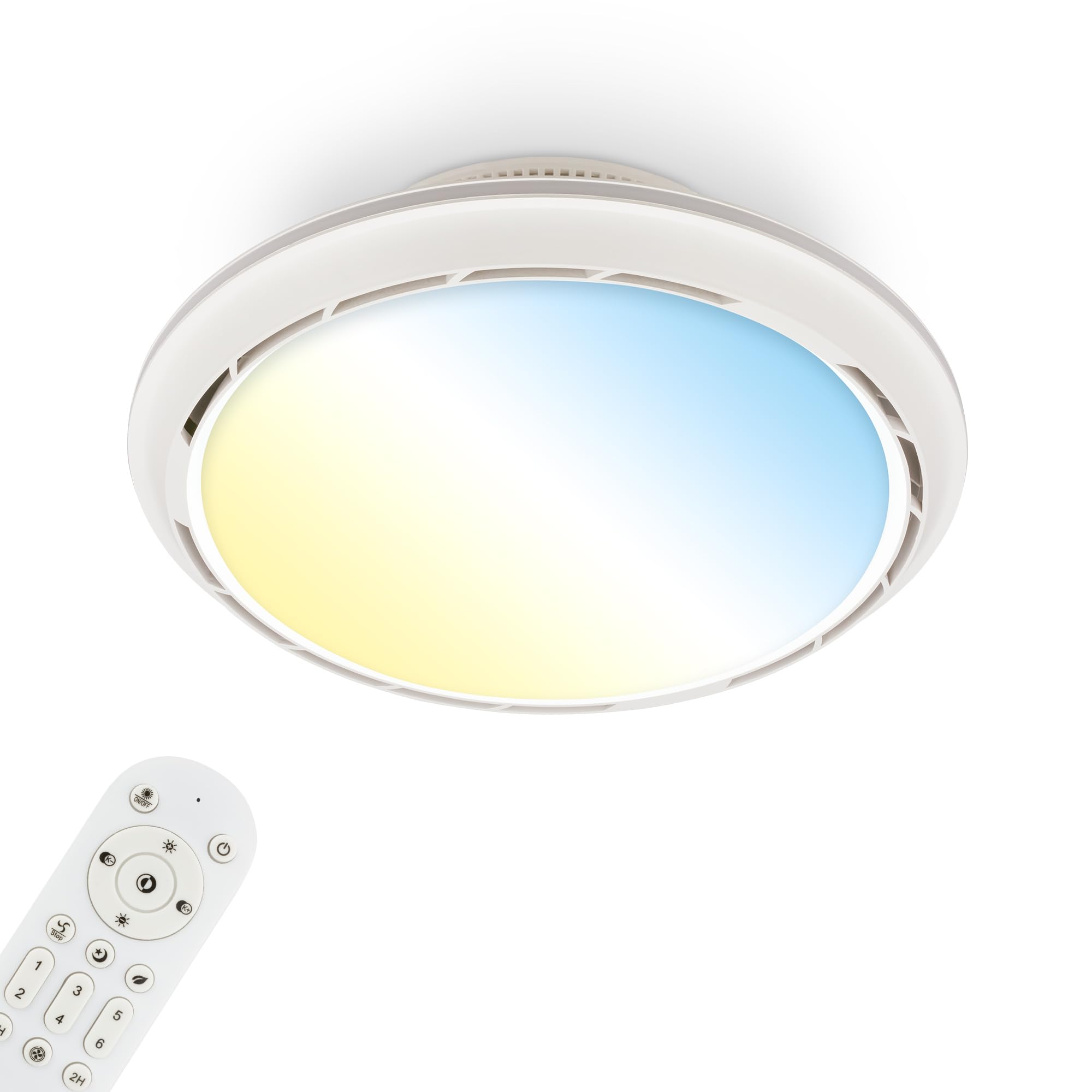 BRILONER - Plafonnier ventilateur de plafond LED avec éclairage, télécommande, 6 vitesses, CCT et intensité réglable, plafonnier LED ventilateur, salon, 44x17,5 cm, noir, blanc