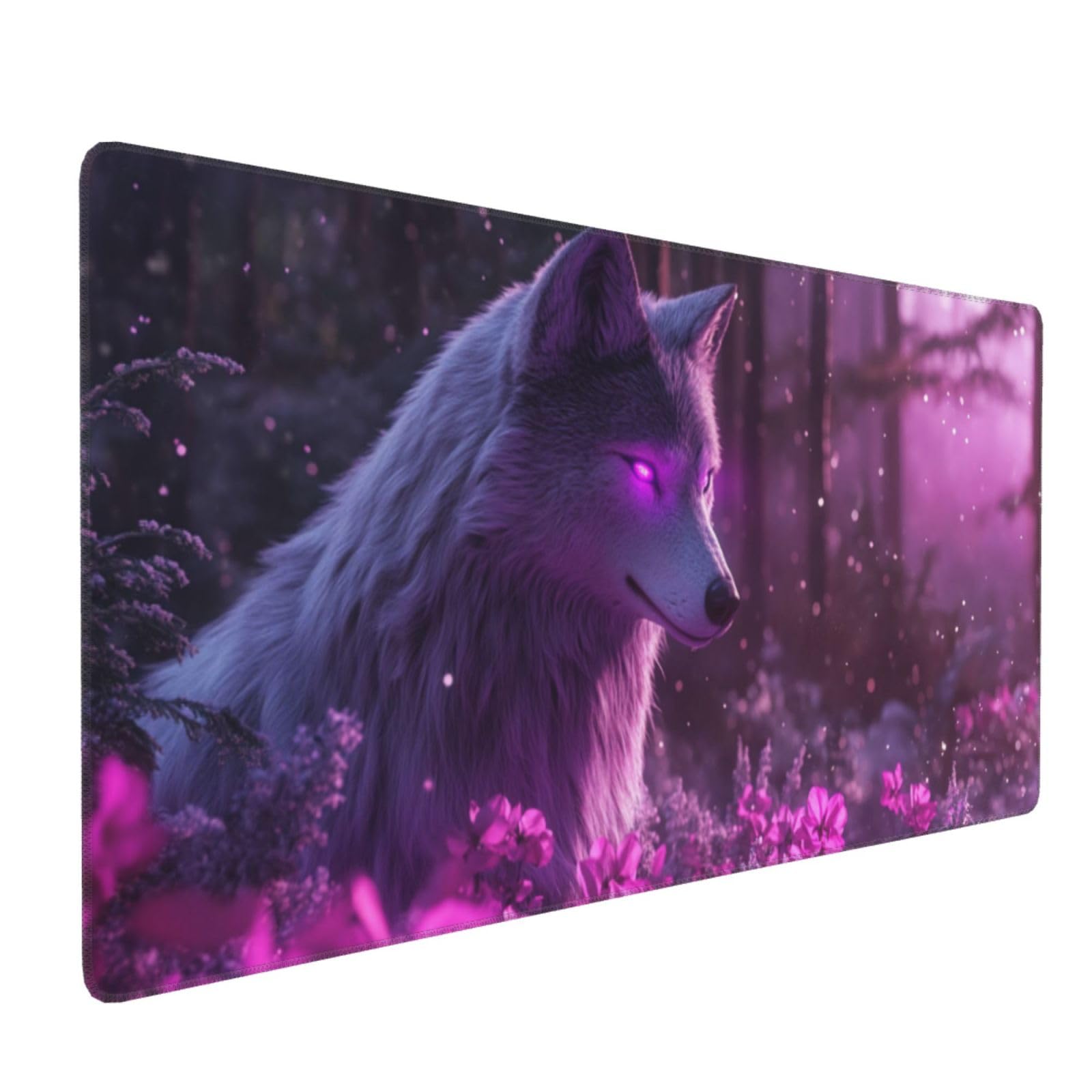 Fioletowa podkładka pod mysz do gier XXL podkładka pod mysz 1000 x 500 x 3 mm wilk podkładka pod biurko pod rękę z gumową podstawą, podkładka pod mysz antypoślizgowa szyta krawędź dla pracowników