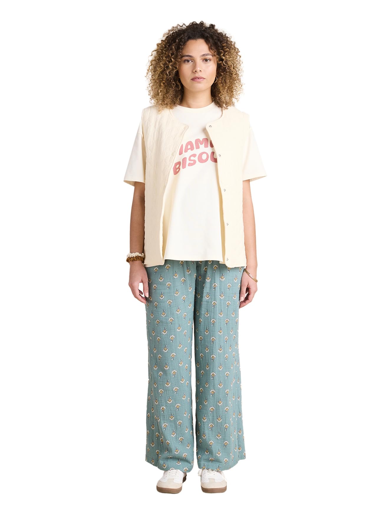 ENVIE DE FRAISE Pantalon Large de Grossesse en Gaze Coton imprimé avec Bandeau