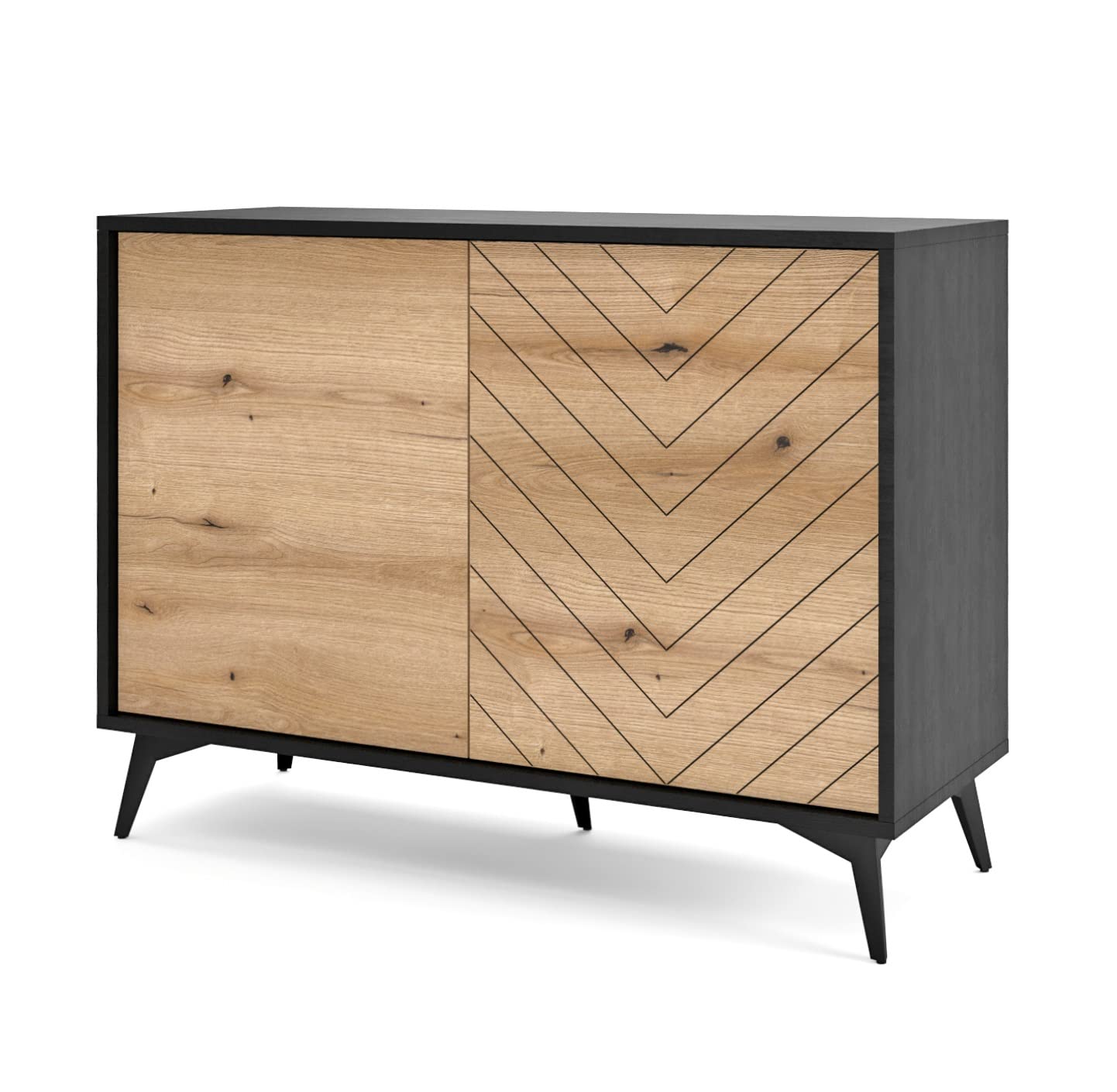 PIASKI Cómoda de salón 104 cm Diamond, 2 Puertas, Armario de salón, Muebles de salón Modernos, Color Roble Evoke