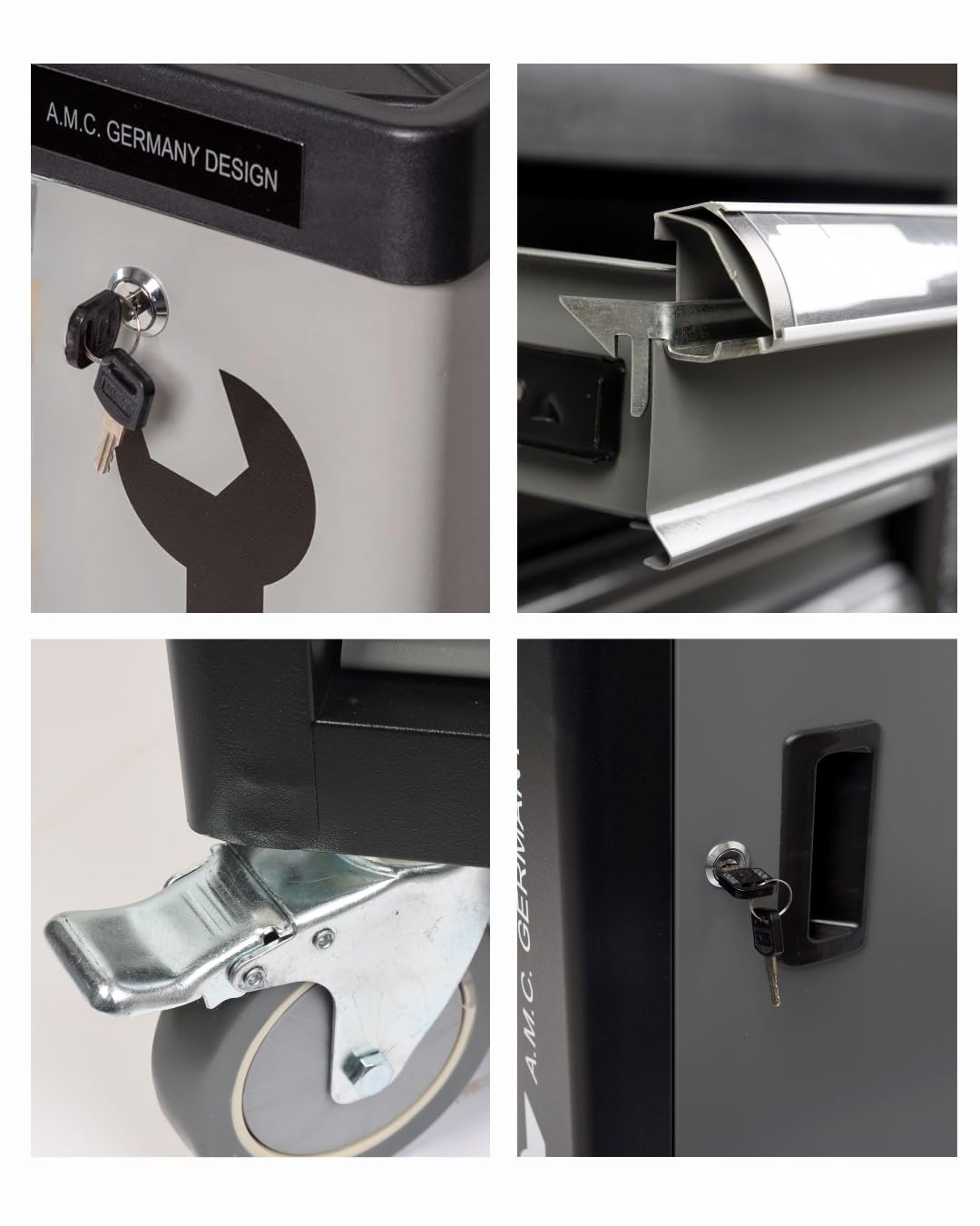 A.M.C. Carrello porta attrezzi 6 cassetti 500 pezzi utensili con ruote struttura rinforzata
