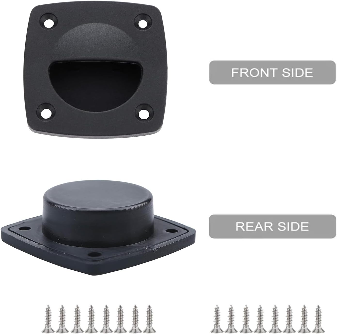 Thorn Boat Flush Hatch Lift Ring Pull Handle 3" Marine Stainless Steel Black Coated with Back Plate