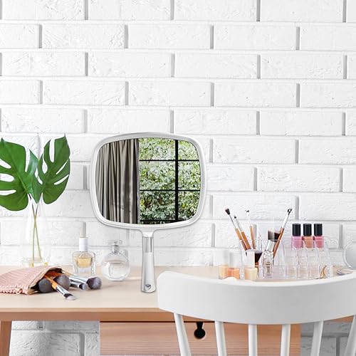 Miniatura 4 de Snowflakes Large Hand Mirror with Handle-Hang Handheld Mirror Hairdresser Mirror.(Silver)