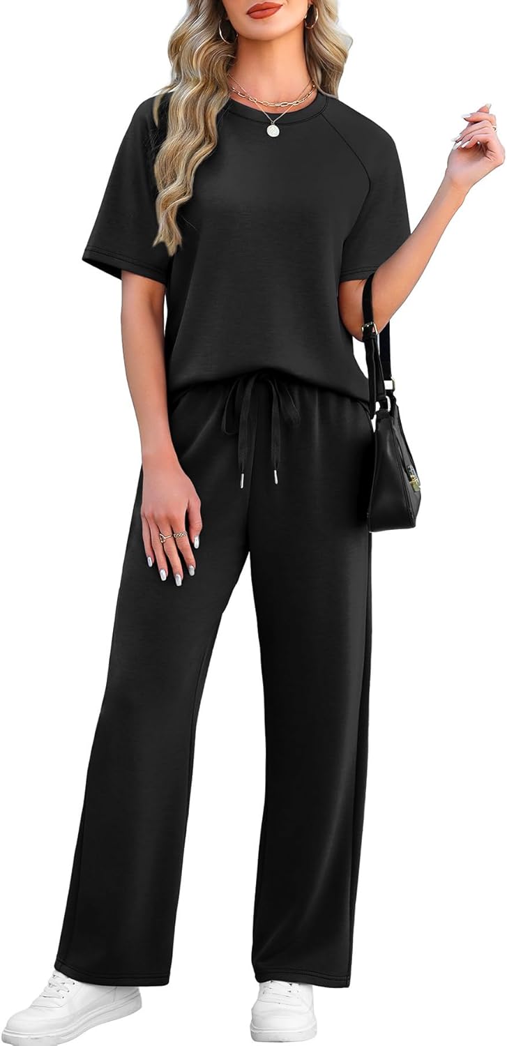 WIHOLL 2 Piece Sets for Women Resort Wear Travel Vacation Outfits Summer Short Sleeve Lounge Sets - Image 2