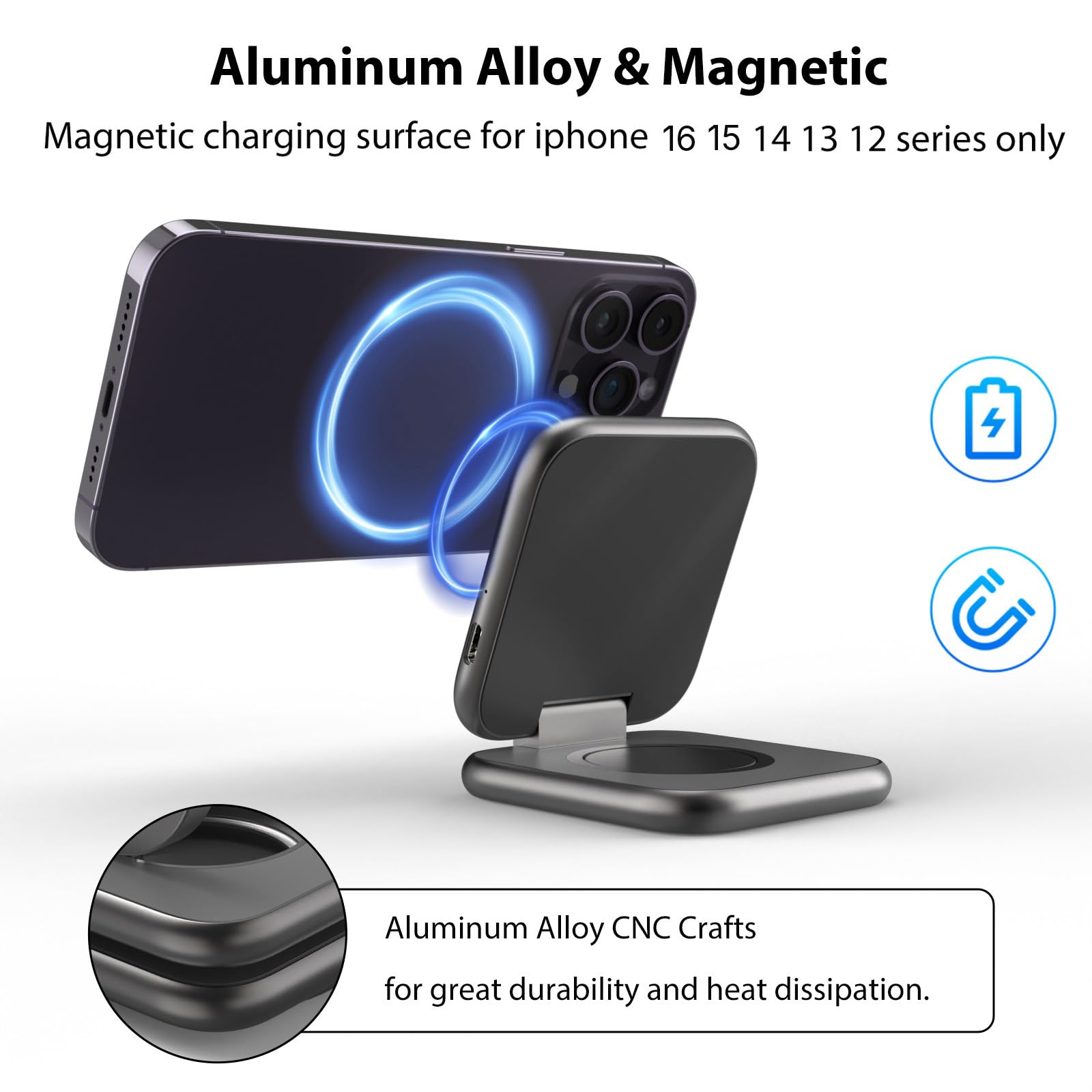 Amazon.com: 2 in 1 Foldable Mini Travel Wireless Charger Stand for