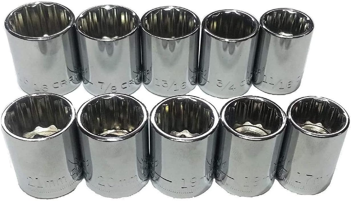 Craftsman 10 Piece 1/2" Drive 12pt Socket Set - Standard & Metric