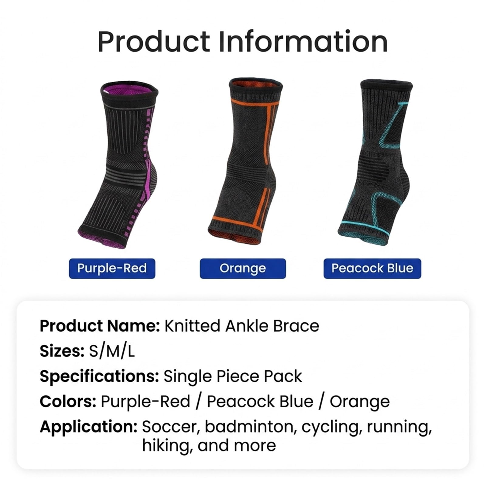Generisch Kompressions-Sprunggelenkbandage - mit atmungsaktivem Stoff, für Sport und tägliches Gehen, Modell CJDW1121 (Orange L)