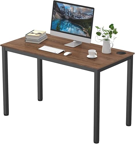 EE EUREKA ERGONOMIC Escritorio para computadora de 47 pulgadas, color roble negro, para oficina en casa, mesa de juego simple y moderna para