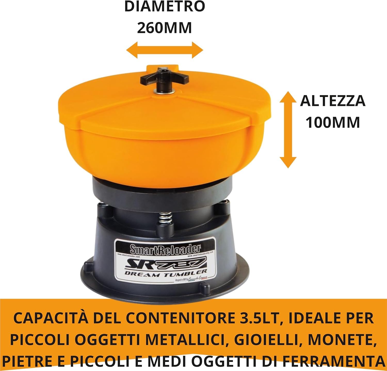 Smartreloader SR787 - Macchina per Lucidatura Metalli, Rimozione Ruggine, Lucidatura Ottone, Ideale per Cacciatori, Tiratori, Collezionisti, Gioiellieri, Ristoratori, Ferramenta, Ricaricatori, 220V
