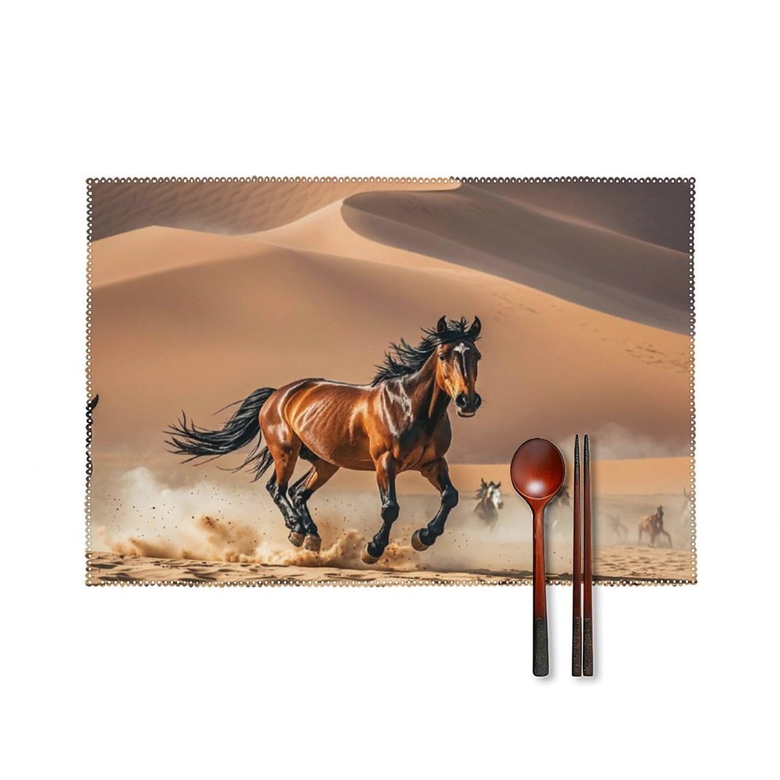 Set de table pour table à manger et fête au motif de cheval sauvage