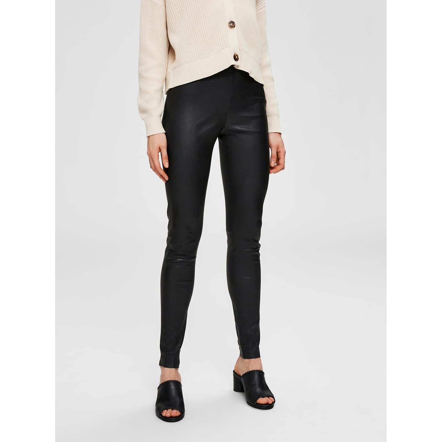 SELECTED FEMME Female Leggings Lamm Leder