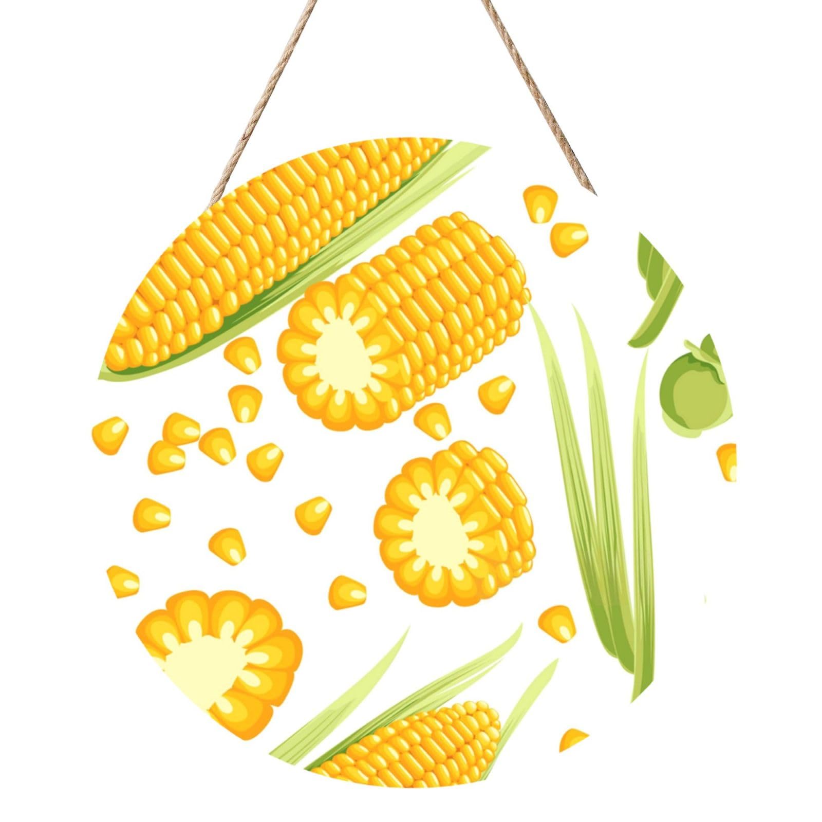 InOmak Fresh Ripe Corn Cobs Pattern, Round Wood Panel Painting 12 in, Wall Hanging Painting For Home