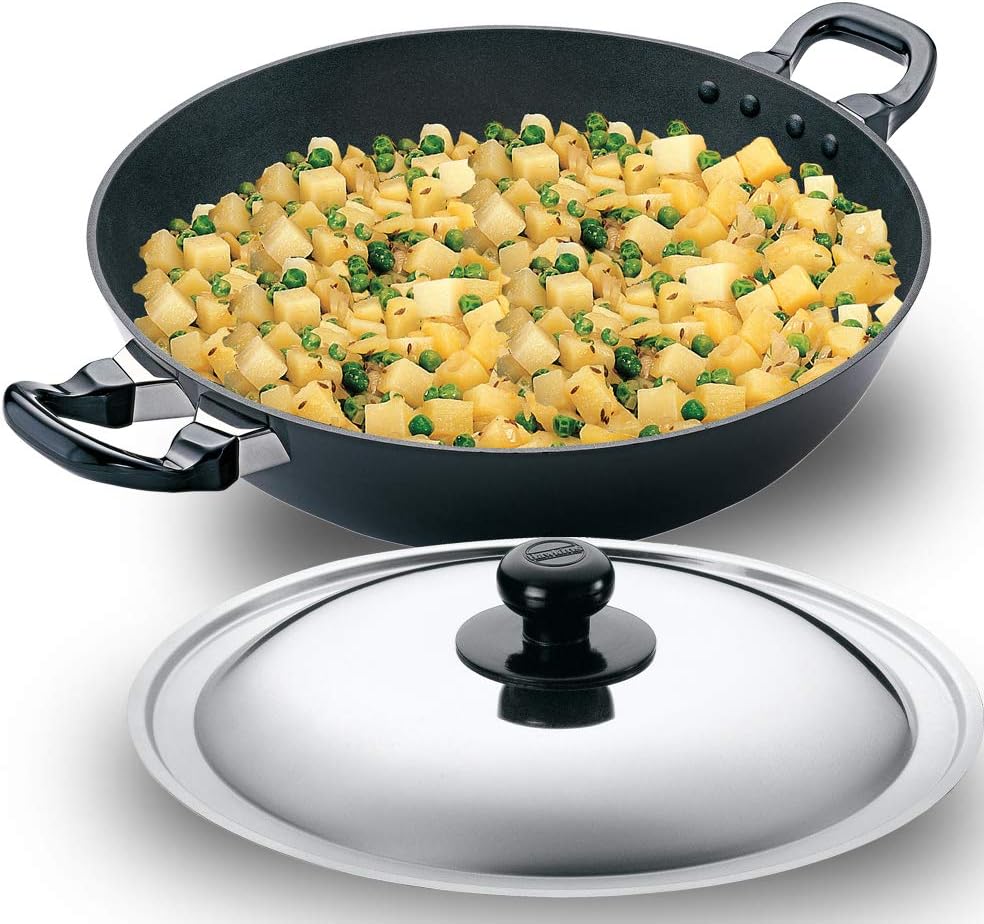 Futura Q 57 Non-Stick Deep-Fry Pan(Kadhai) 4.0 Litre with Steel Lid, 4 Liter, Gray