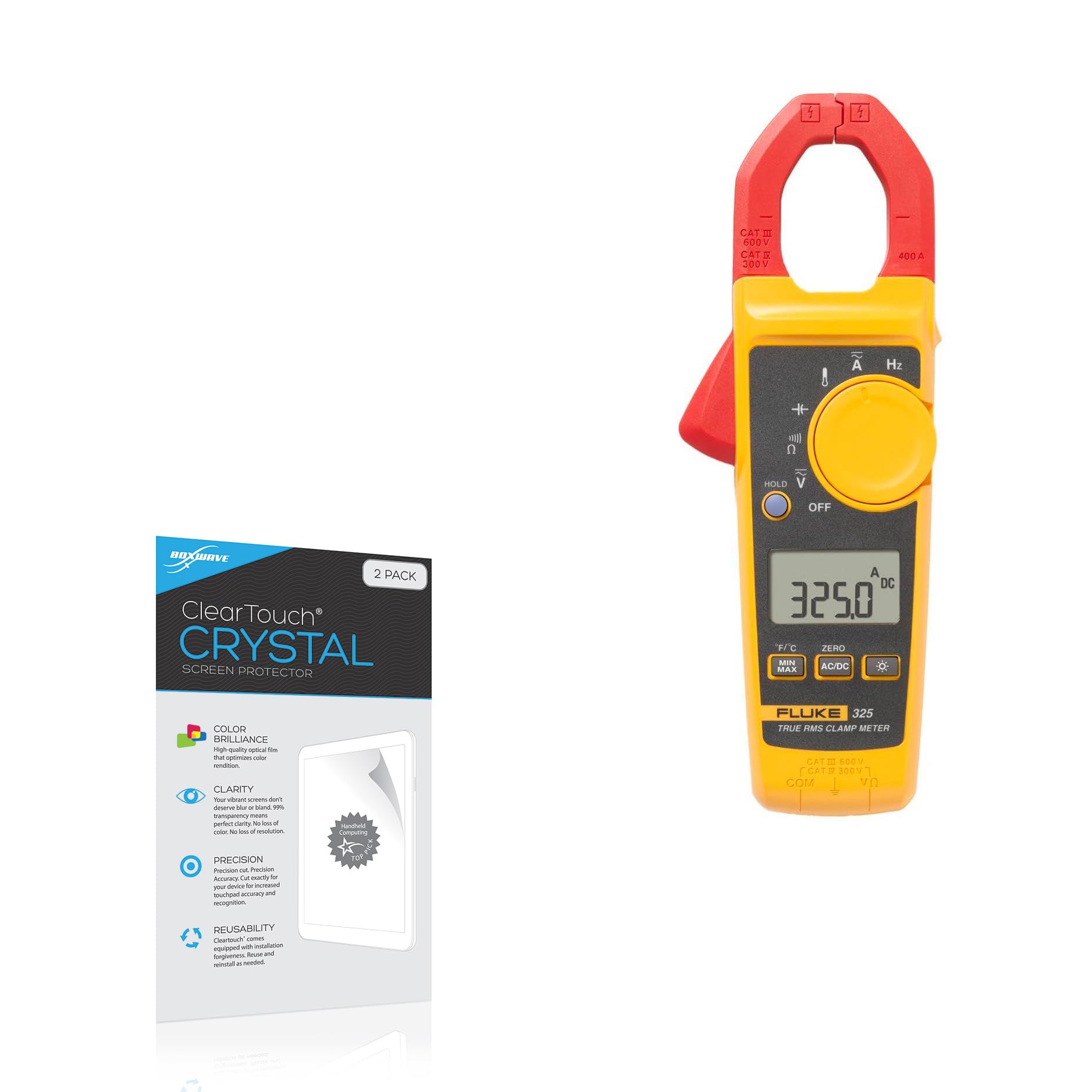 BoxWave Screen Protector Compatible with Fluke 325 - ClearTouch Crystal (2-Pack), HD Film Skin - Shields from Scratches