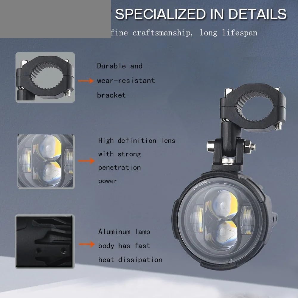 Światło Do Jazdy Para 100W reflektor motocyklowy światła przeciwmgielne Led reflektor punktowy reflektor dwukolorowy migacz Farol Moto lampa przeciwmgielna Dirt Bike przednie światła