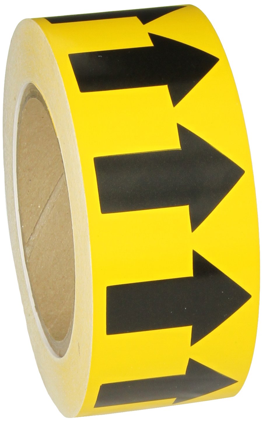 Brady 91420 2" Width, 90' Length, B-946 High Performance Vinyl, Black On Yellow Color Arrow Tape