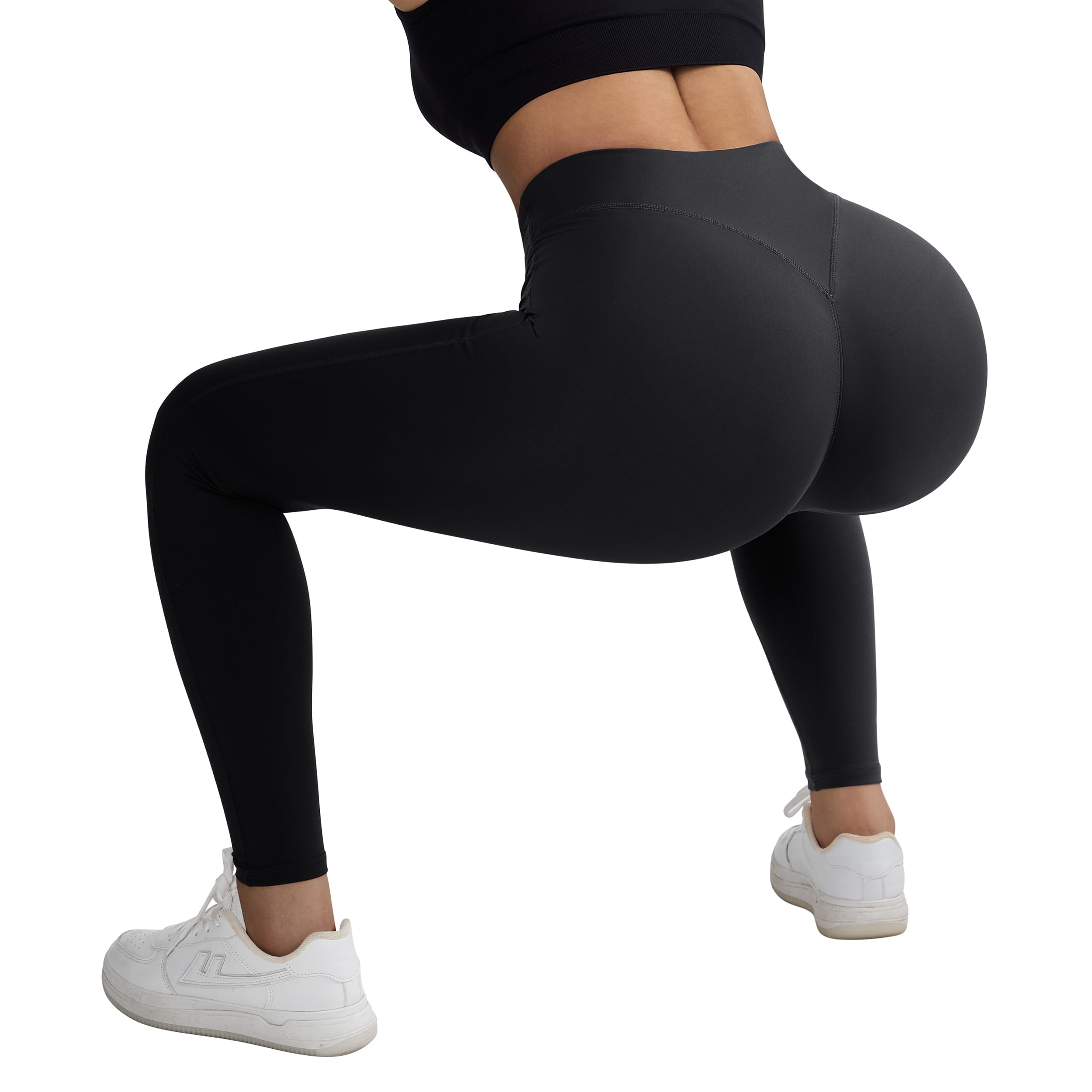 RXRXCOCO Damen Invisible Scrunch Butt Gym Sport Leggings High Waist Yoga Legging Booty Workout Leggings Booty Lifting Po Push Up Sporthose mit Taschen