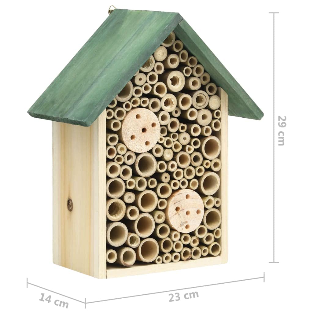 Set di 2 casetta per insetti in legno di abete massiccio, 23 x 14 x 29 cm, resistente alle intemperie, come quartiere invernale e rifugio naturale per api selvatiche, coccinelle e casetta