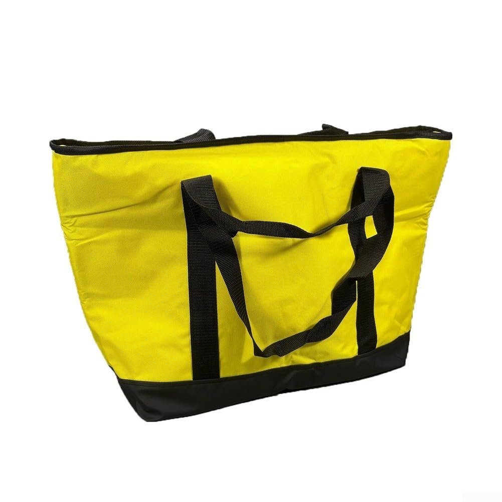 Bolsa térmica de transporte de alimentos diseñada para actividades al aire libre con asas dobles en la parte inferior reforzada y amplio volumen interno (amarillo)