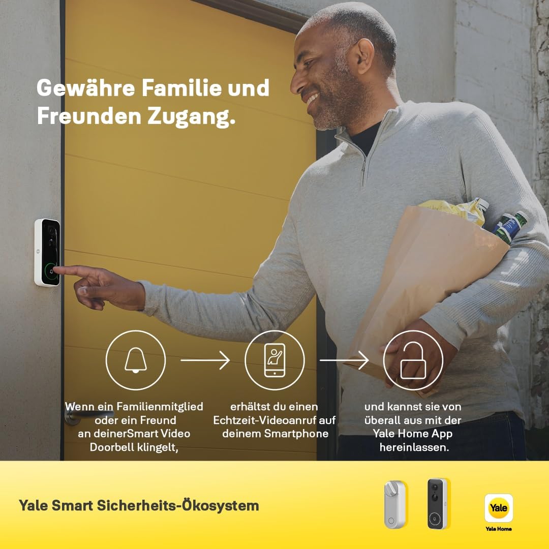 Yale - Smart Video-Türklingel - Full HD Live Ansicht & Zwei-Wege-Audio - Bewegungsaufzeichnungen | Anpassbare Privatzonen - Nachtsicht - Echtzeit-Ruf - Funktioniert Home App