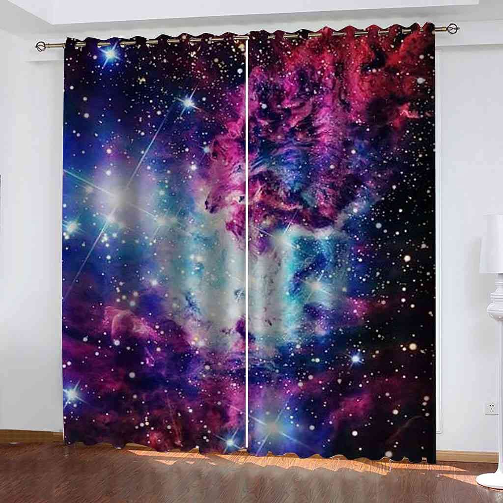 Rideaux occultants enfant 3D espace galaxie à oeillets 264x242cm