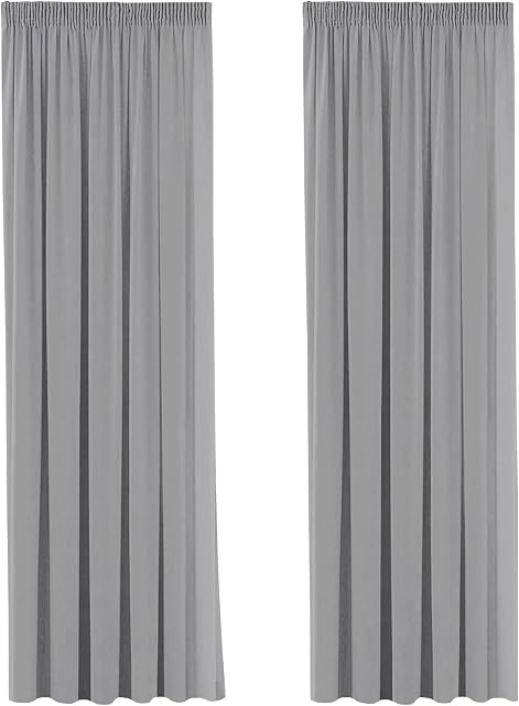 Grey Blackout Window Curtain Drapes Modern Room Darkening 72 Drops Window Treatment Curtain Sets with Hooks for Sunlight Blocking & UV Protected, 66" Width x 72" Drop, 2 Pieces