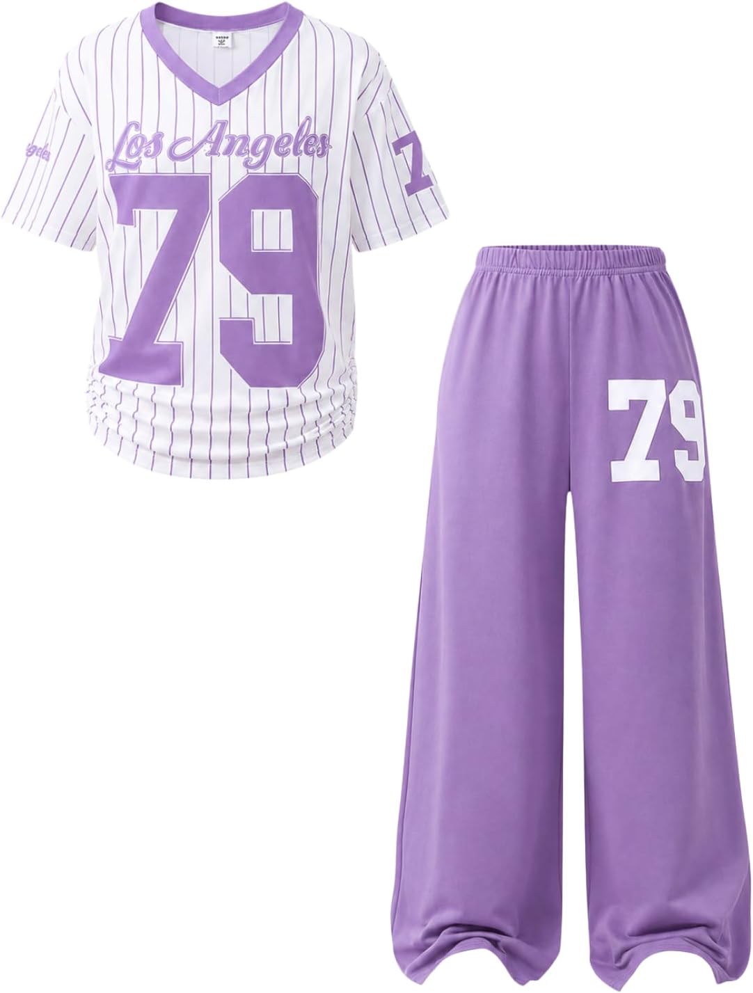 Azmxynol Tween Girls Clothes Sporty Graphic Top + Wide Leg Pants 2pcs Outfit Set, Size 7-15Years