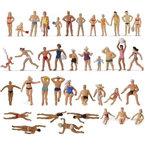 Evemodel P8720 40pcs Model Trains Swimming Figures 1:87 Scale HO Scale People Scenery Layout Landscape Miniature