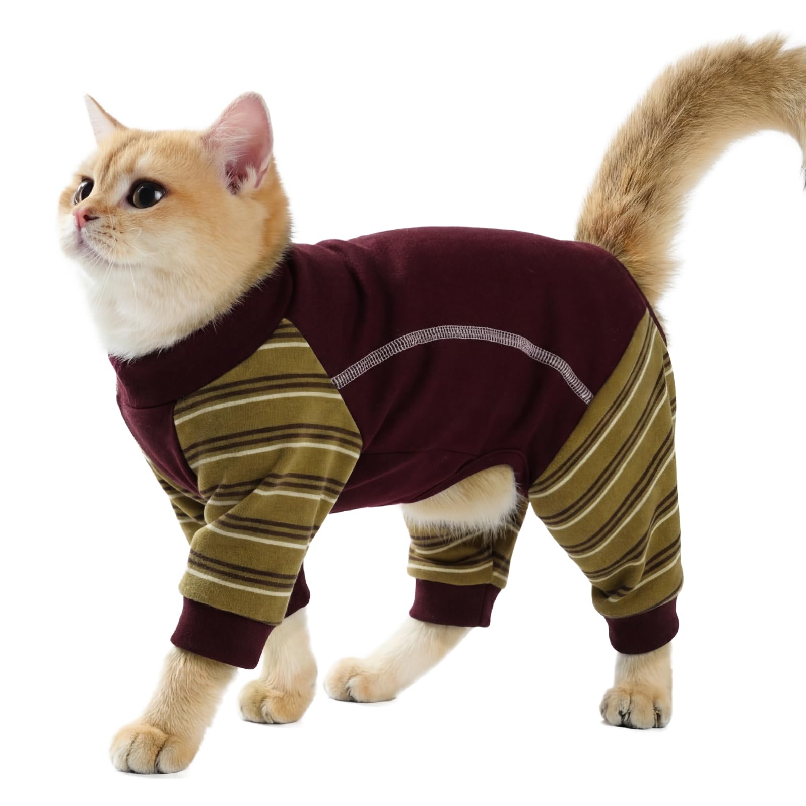Chaleco Polar para Gatos, Chaqueta de Invierno Abrigo Otoño Invierno Caliente Pullover Suave Fleece Onesie Felpa para Gatos Body Postoperatorio(Verde Militar, M) — view 32