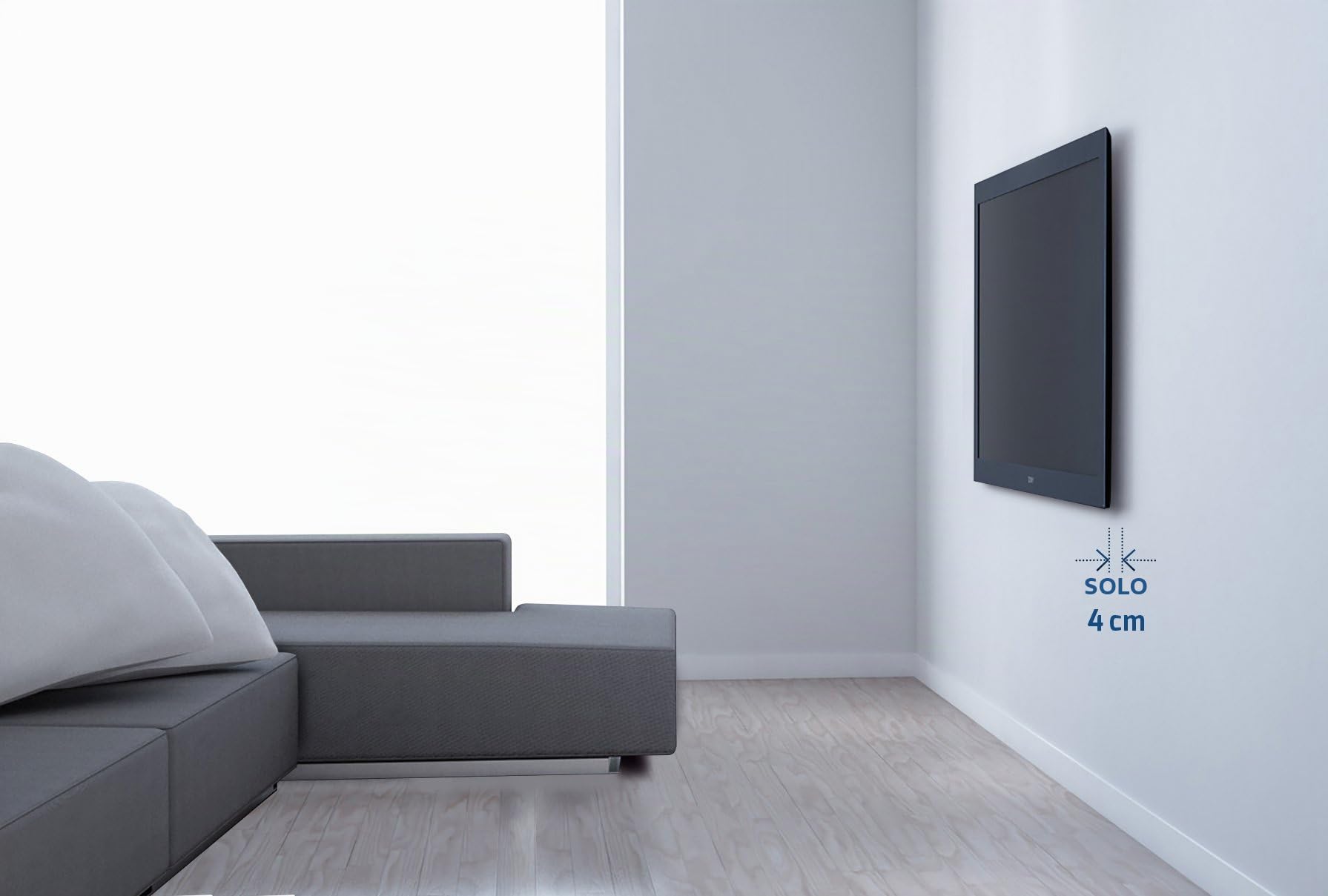 Meliconi SlimStyle 400 F - Supporto Fisso Ultra Sottile da Parete per Tv a Schermo Piatto da 32’’ a 82", Massimo 60 kg, VESA 200-300-400 mm, Nero