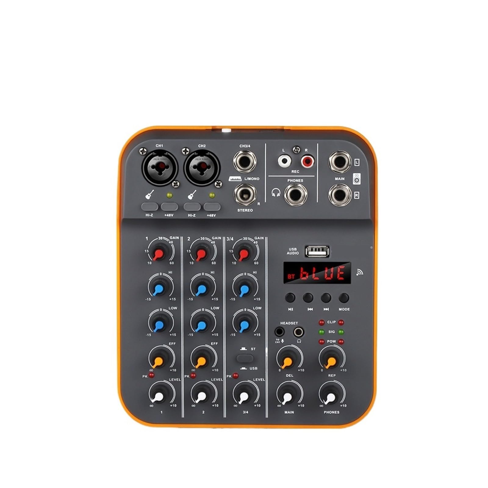 Mixer per DJ, D4M DJ Console Mixer 4 Canali Phantom Power USB DJ 5V Custom Power Console for PC Canto Strumento Musicale