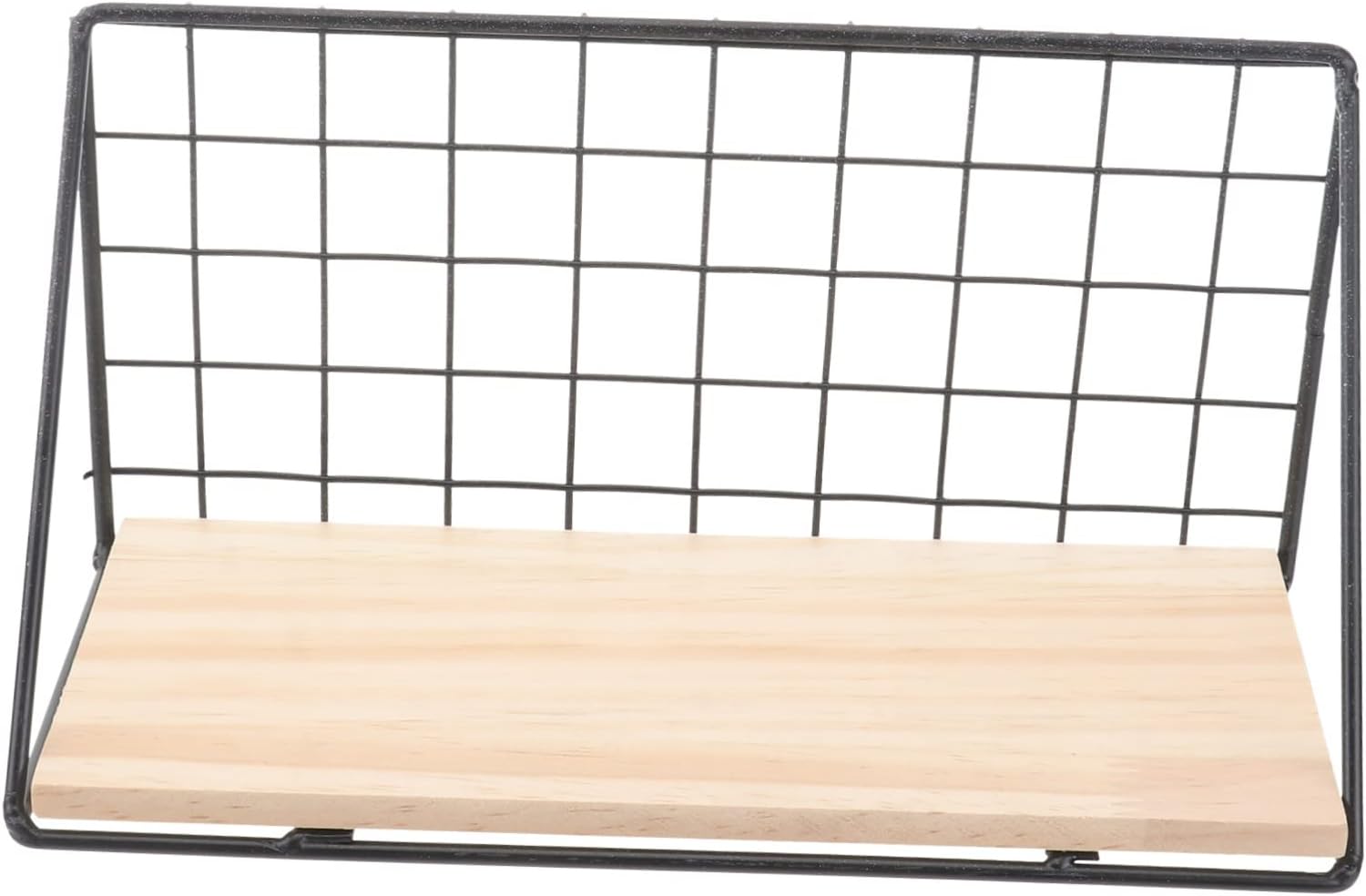 OUNONA Black Wall Storage Rack Wall-Mounted Iron and Wood Shelf