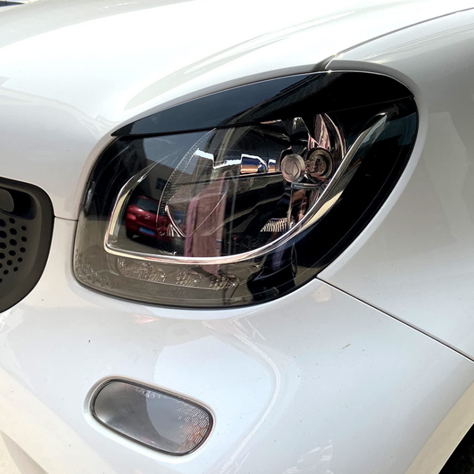 2 Pezzi Sostituzione Faro Sopracciglio Sinistro Destro Abs per Smart 453 Fortwo Forfour 2015-2020 Nero Lucido, Fari Anteriori Fari (Nero lucido)