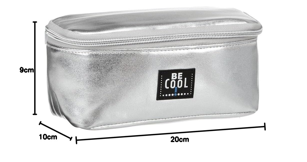 BeCool Borsa refrigerante isolata (piccola, argento) per trucco, cosmetici o medicinali