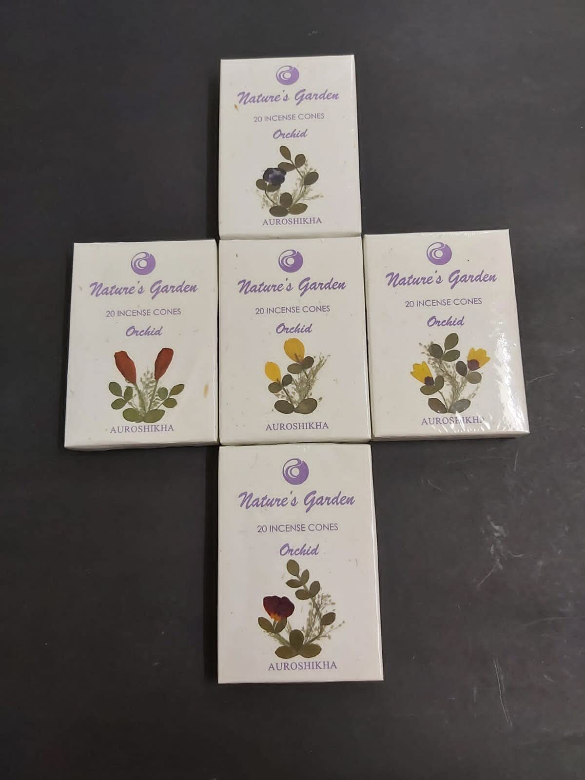 Auroshikha Nature's Garden Orchid Incense Cones - Set of 5