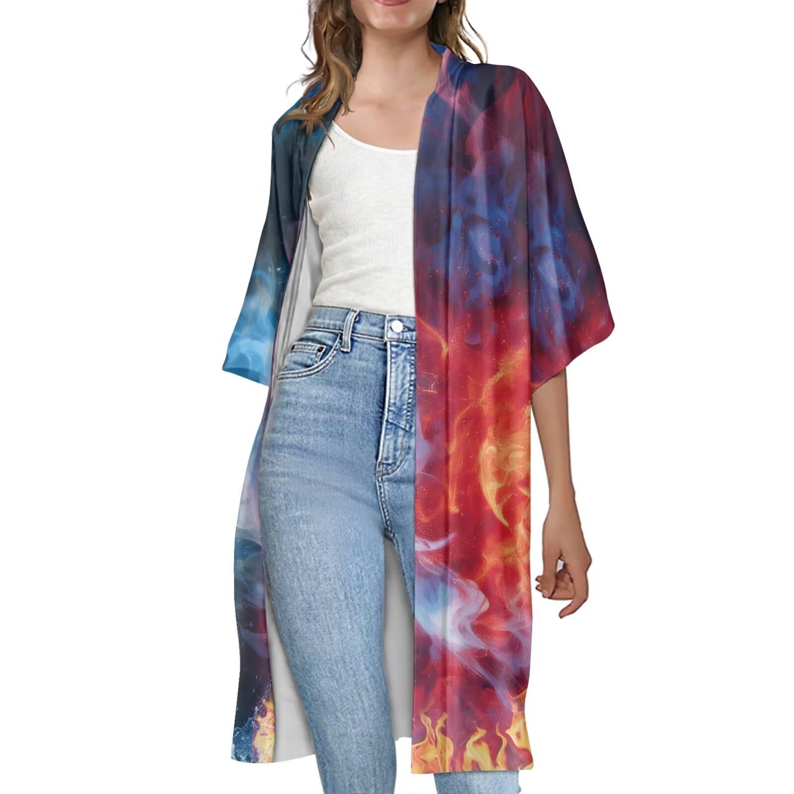 Summer Swimwear Cover Up for Women Sexy Bathing Suit Beach Short Sleeved Cover Ups Lightweight Kimono Bikini