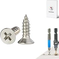 Vista 1 de Tornillos para madera, 120 tornillos Phillips de cabeza plana, tornillo de acero inoxidable 304 con kit de avellanado de madera ajustable
